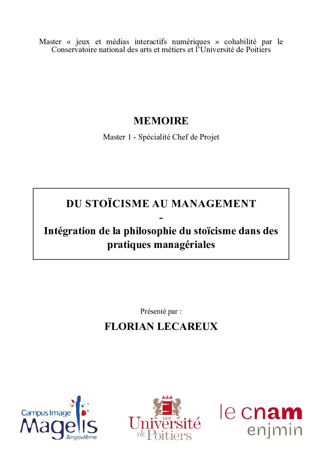 LECAREUX Florian – Mémoire